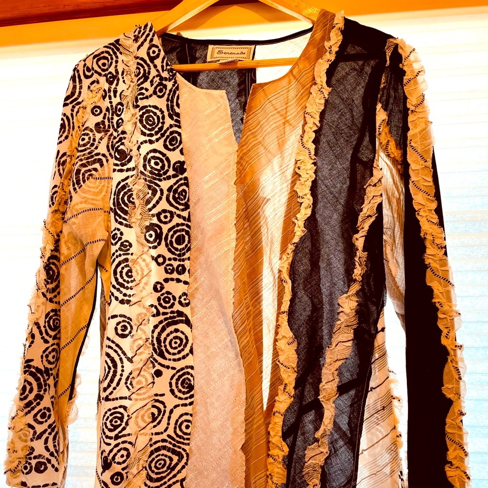 Serenade brand patterned linen tunic
